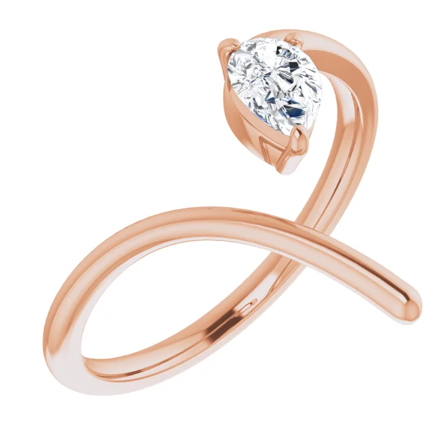 14K Rose 1/3 CTW Diamond Negative Space Ring-7.00 (approximate standard size)-
