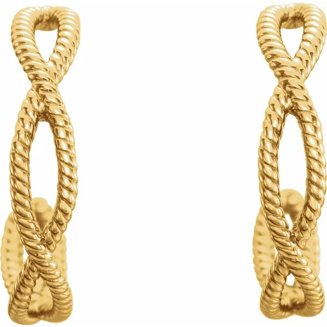 14K Yellow 17x3.6 mm Rope Hoop Earrings