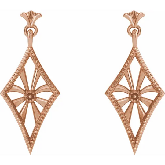 14K Rose Vintage-Inspired Dangle Earrings