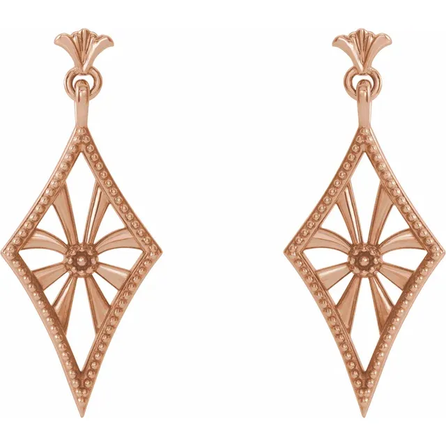 14K Rose Vintage-Inspired Dangle Earrings