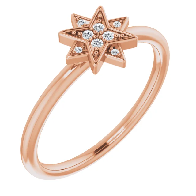 14K Rose .04 CTW Diamond Star Ring-