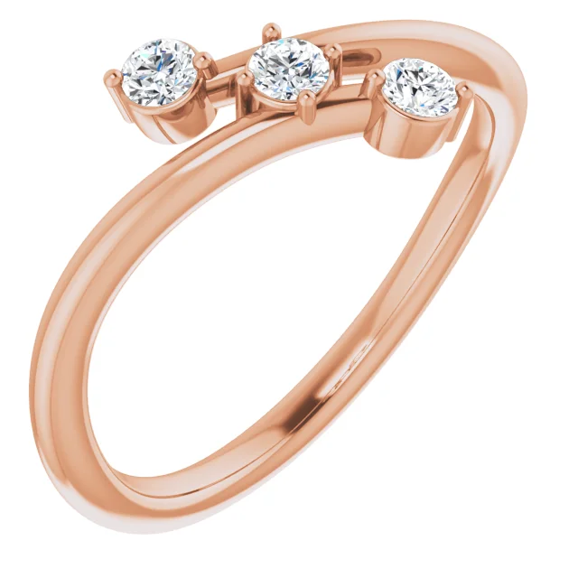 14K Rose 1/5 CTW Diamond Three-Stone Bypass Ring-