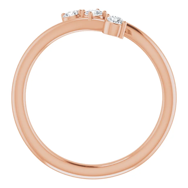 14K Rose 1/5 CTW Diamond Three-Stone Bypass Ring-