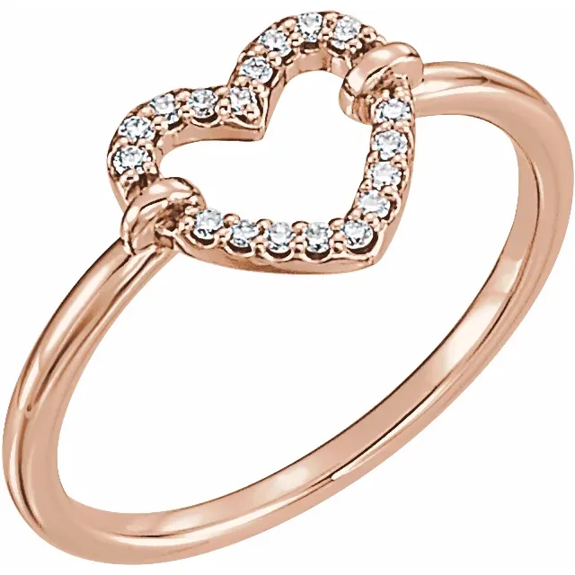 14K Rose .7 CTW Diamond Heart Ring
