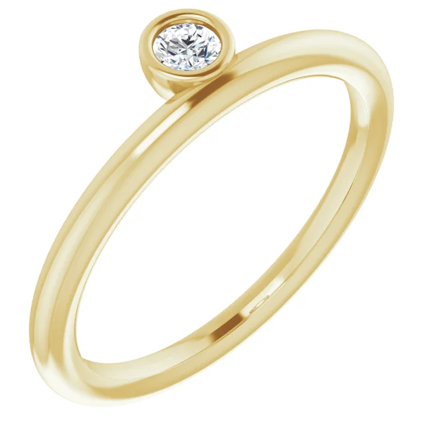 14K Yellow 3 mm Round Forever One Moissanite Ring