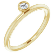 14K Yellow 3 mm Round Forever One Moissanite Ring-