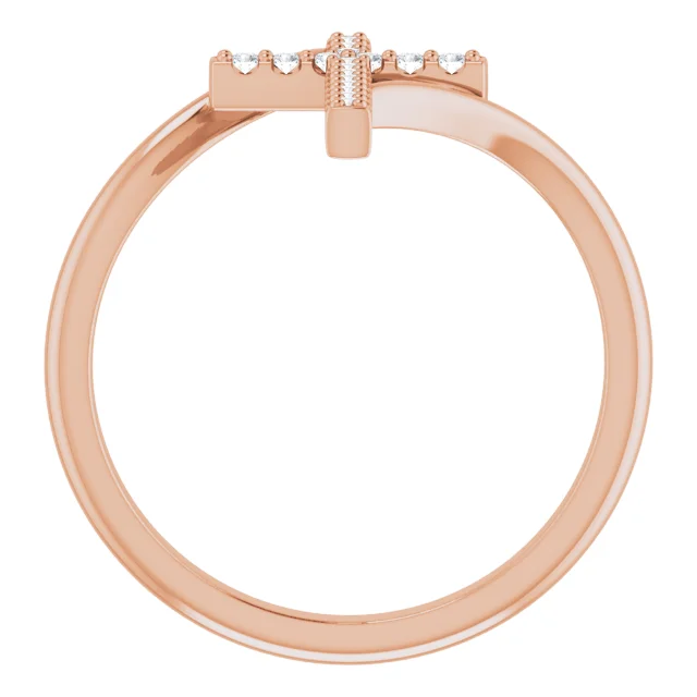 14K Rose 1/8 CTW Diamond Cross Ring-