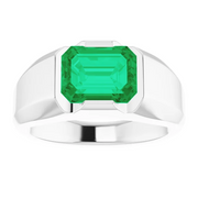 Platinum Lab-Grown Emerald Ring