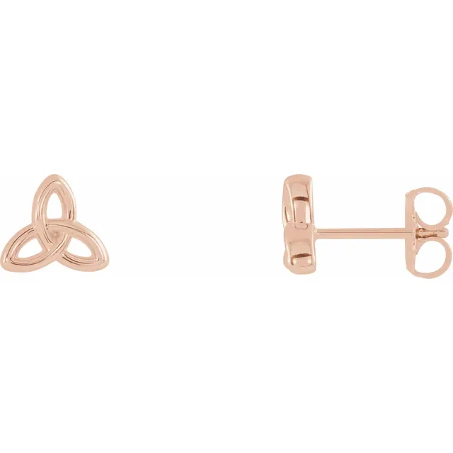 14K Rose Celtic-Inspired Trinity Earrings-