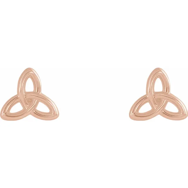 14K Rose Celtic-Inspired Trinity Earrings-