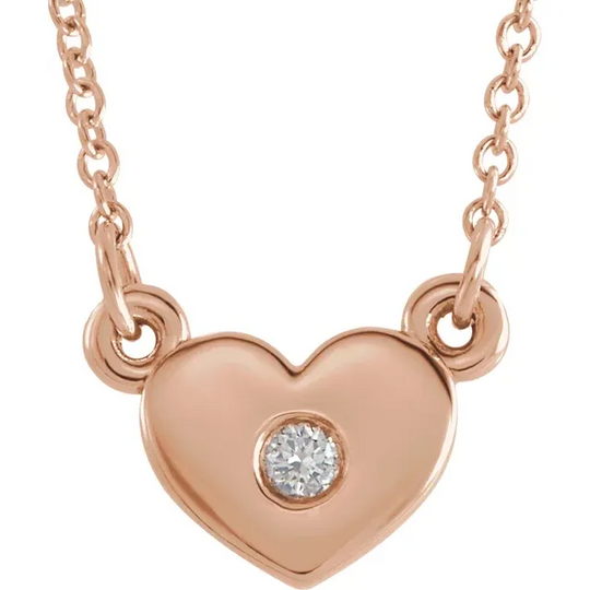 14K Rose .3 CTW Diamond Heart 16" Necklace