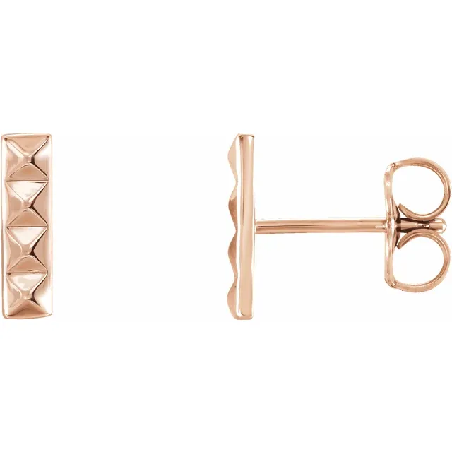 14K Rose Pyramid Bar Earrings-