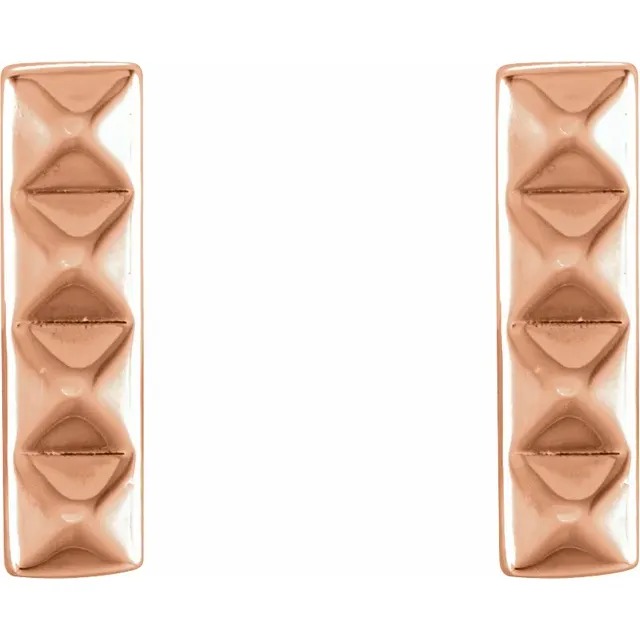 14K Rose Pyramid Bar Earrings-