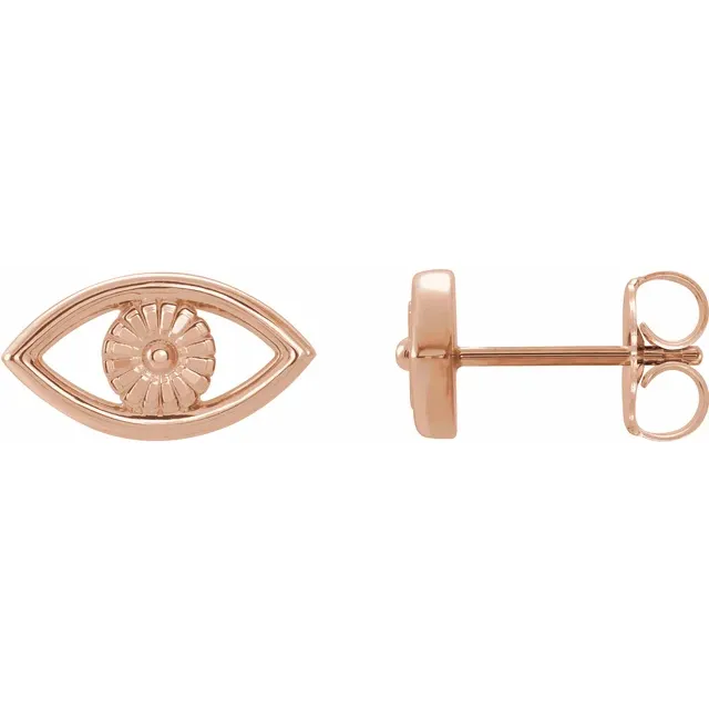 14K Rose Evil Eye Earrings-