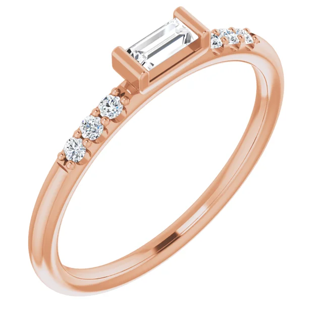 14K Rose 1/5 CTW Diamond Stackable Accented Ring