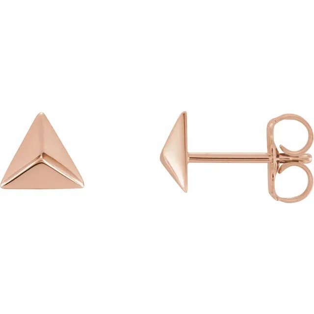 14K Rose Pyramid Earrings