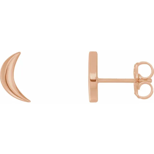 14K Rose Crescent Moon Earrings-
