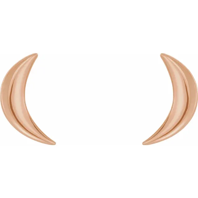 14K Rose Crescent Moon Earrings-