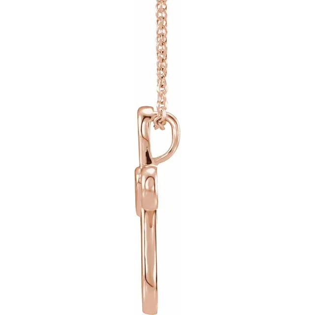 14K Rose Cross with Heart 16-18" Necklace-