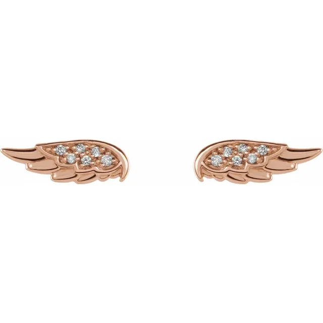 14K Rose .3 CTW Diamond Angel Wing Earrings