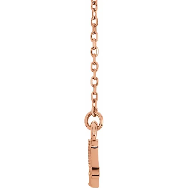 14K Rose Beaded Bar 16-18" Necklace-
