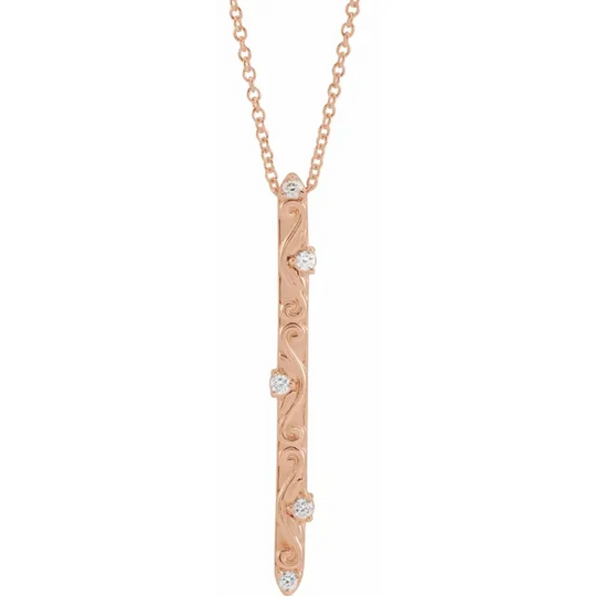 14K Rose .7 CTW Diamond Vintage-Inspired 16-18" Necklace