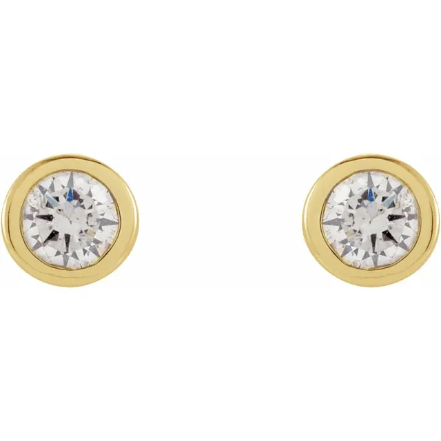14K Yellow .06 CTW Diamond Micro Bezel-Set Earrings-