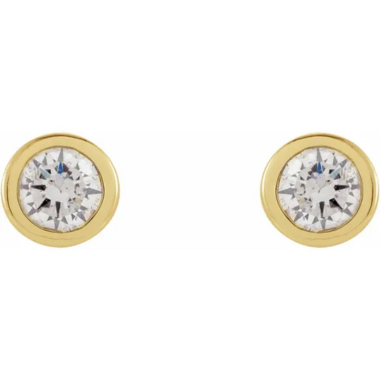14K Yellow .6 CTW Diamond Micro Bezel-Set Earrings