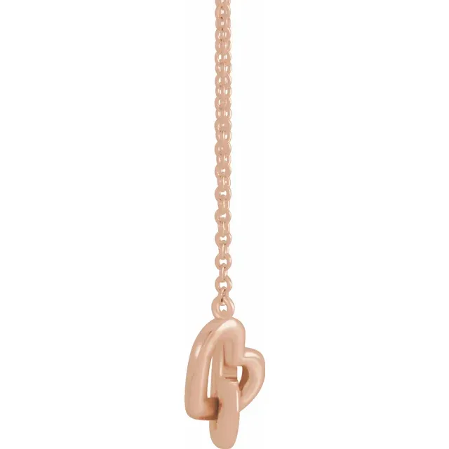 14K Rose Interlocking Heart 16" Necklace-