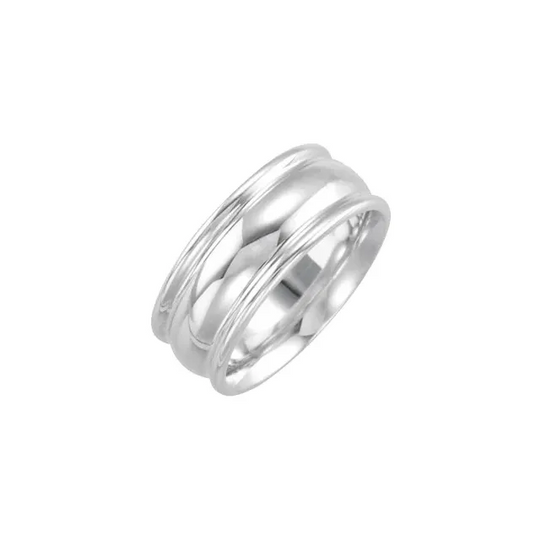 14K White 8 mm Grooved Band Size 1.5