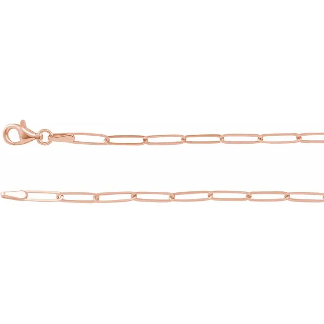 14K Rose 2.6 mm Elongated Link 18" Chain-