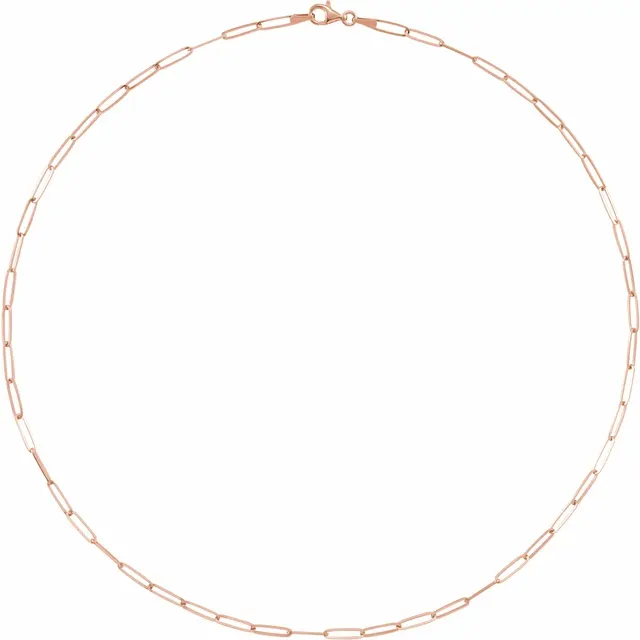 14K Rose 2.6 mm Elongated Link 18" Chain-
