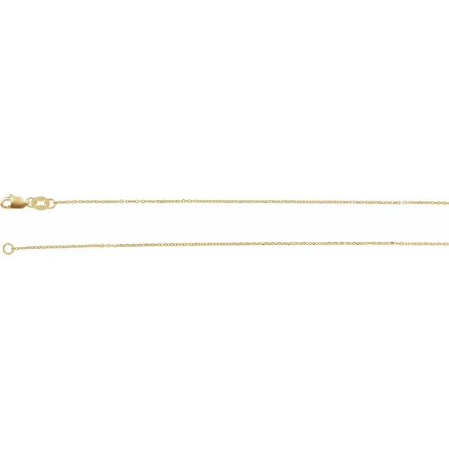 14K Yellow 1 mm Diamond-Cut Cable 18" Chain-