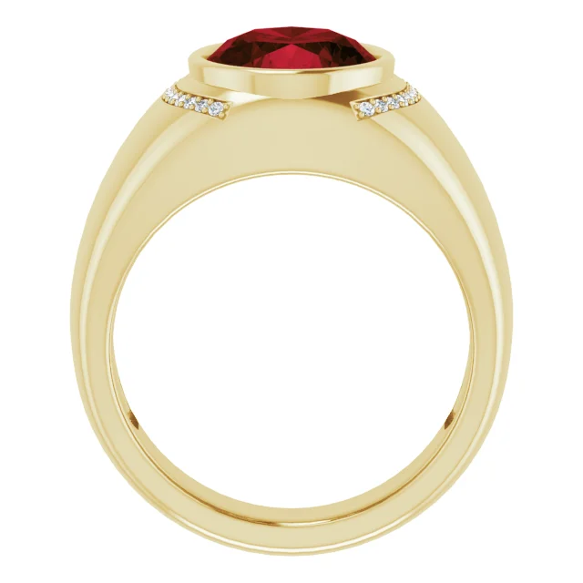 14K Yellow Mozambique Garnet & 1/8 CTW Diamond Ring-11.00(aproximate standard size)-
