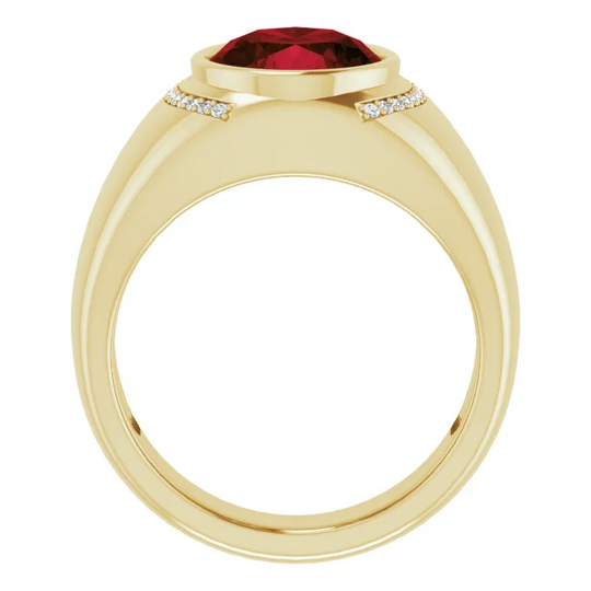 14K Yellow Mozambique Garnet & 1/8 CTW Diamond Ring