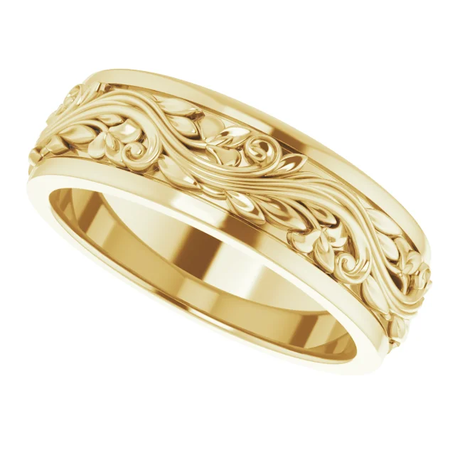 14K Yellow 7 mm Sculptural-Inspired Band Size 1
