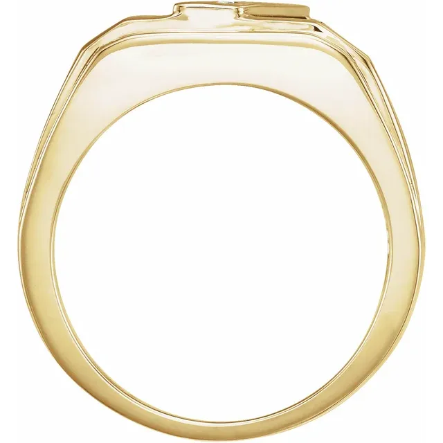 14K Yellow Onyx & 1/8 CTW Diamond Bezel-Set Ring-