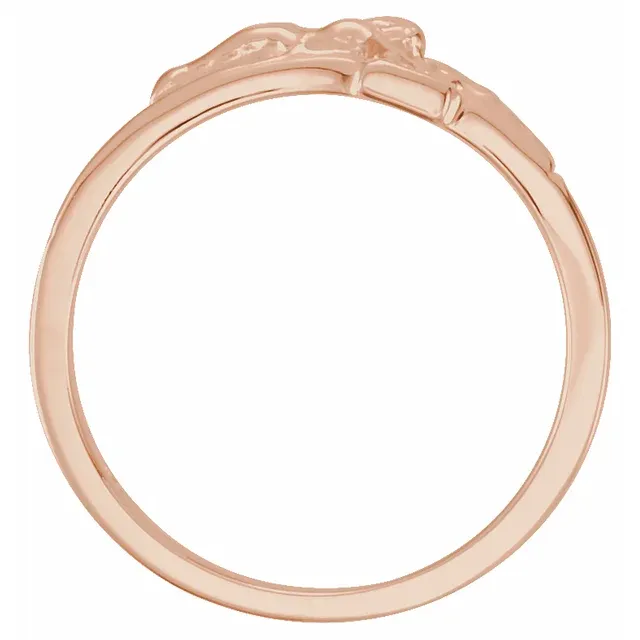 14K Rose 12 mm Crucifix Chastity Ring Size 5-5-