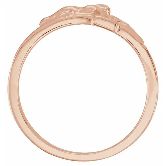 14K Rose 12 mm Crucifix Chastity Ring Size 5