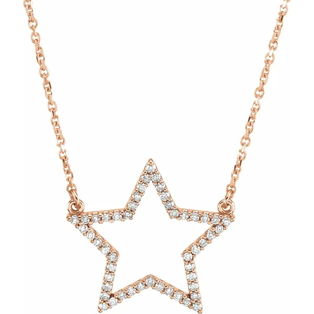 14K Rose 1/5 CTW Diamond Star 16" Necklace-