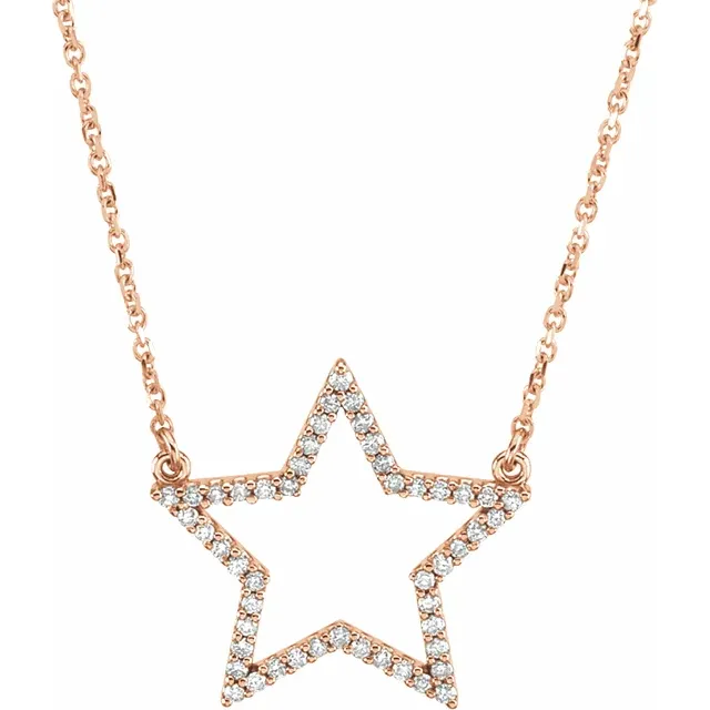 14K Rose 1/5 CTW Diamond Star 16" Necklace