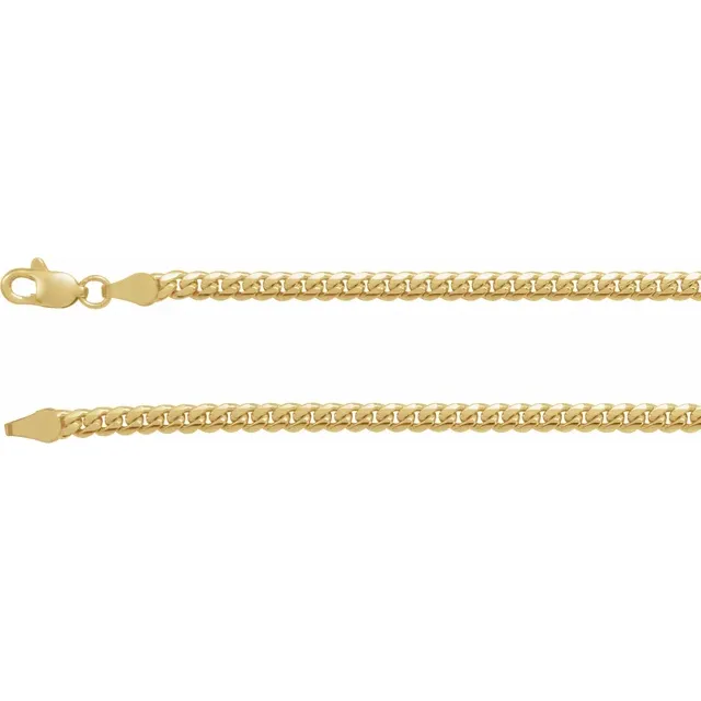 14K Yellow 3.3 mm Miami Cuban Link 18" Chain with Lobster Clasp-