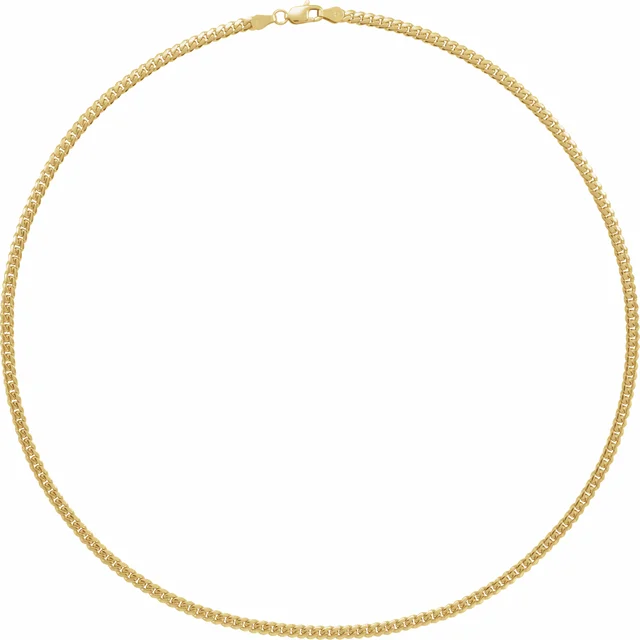 14K Yellow 3.3 mm Miami Cuban Link 18" Chain with Lobster Clasp-