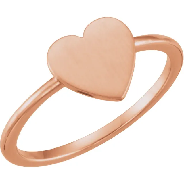 14K Rose Heart Engravable Ring-