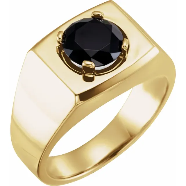 14K Yellow Onyx Solitaire Ring