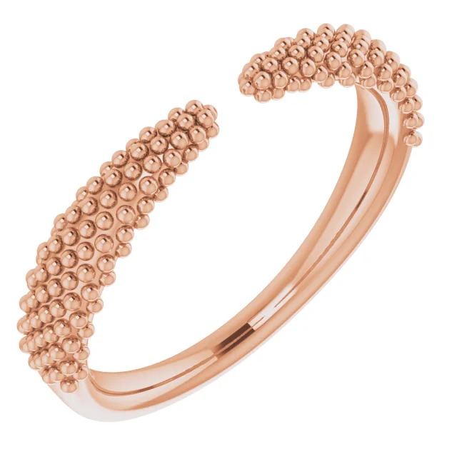 14K Rose Beaded Negative Space Ring-7.00 (approximate standard size)-