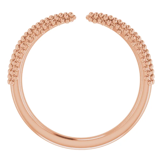 14K Rose Beaded Negative Space Ring-7.00 (approximate standard size)-