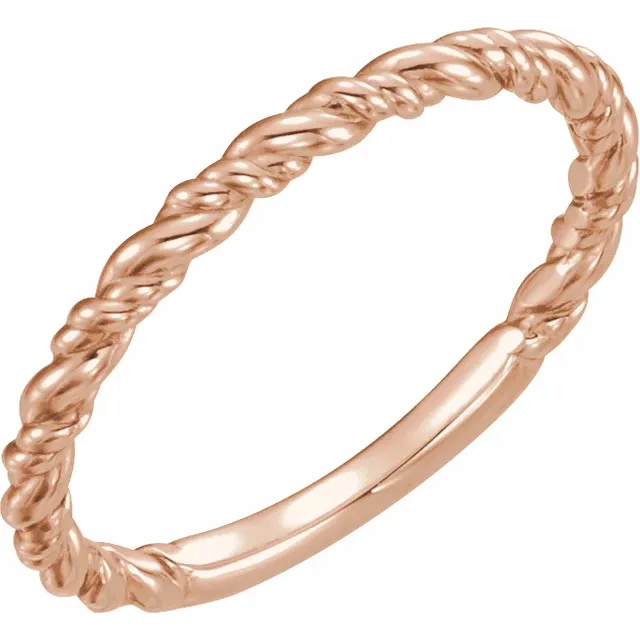 14K Rose Stackable Rope Ring-