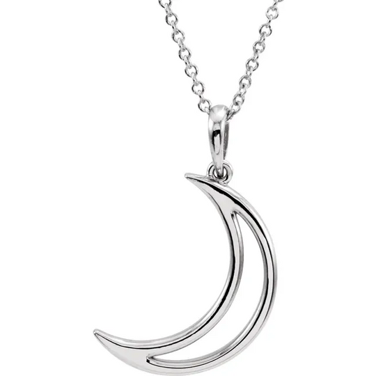 Sterling Silver 25.65x4.7 mm Crescent Moon 16" Necklace