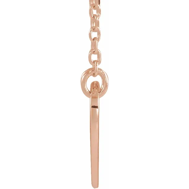 14K Rose Pierced Cross Heart 16-18" Necklace-